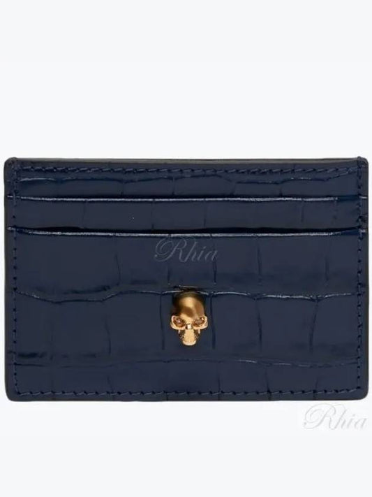 Skull Crocker Leather Card Wallet Navy - ALEXANDER MCQUEEN - BALAAN 2