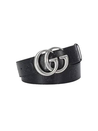 GG Marmont Emboss Leather Belt Black - GUCCI - BALAAN 2