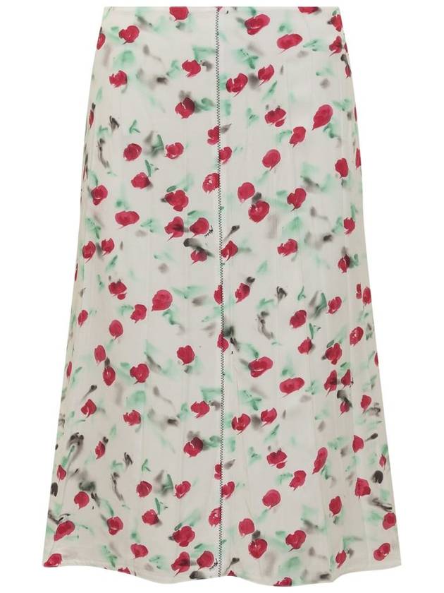 Flower Midi A-Line Skirt White - MARNI - BALAAN 2