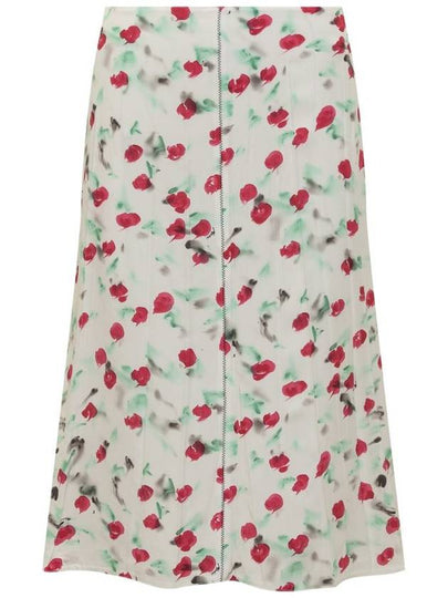 Flower Midi A-Line Skirt White - MARNI - BALAAN 2