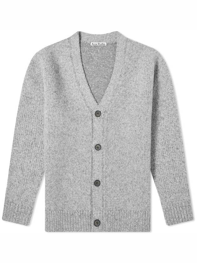 V-neck Wool Cardigan Melange Grey - ACNE STUDIOS - BALAAN 1