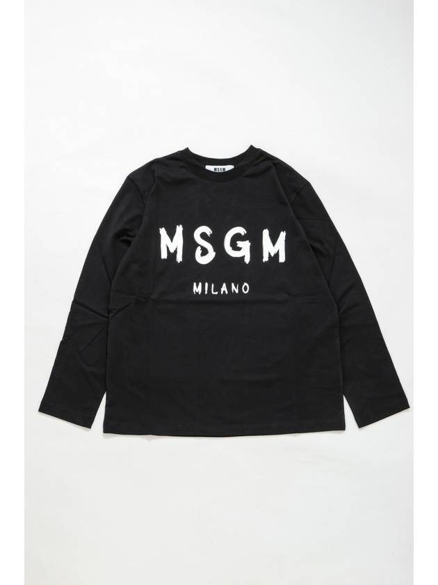 Milano Brushed Logo Cotton Long Sleeve T-Shirt Black - MSGM - BALAAN 2