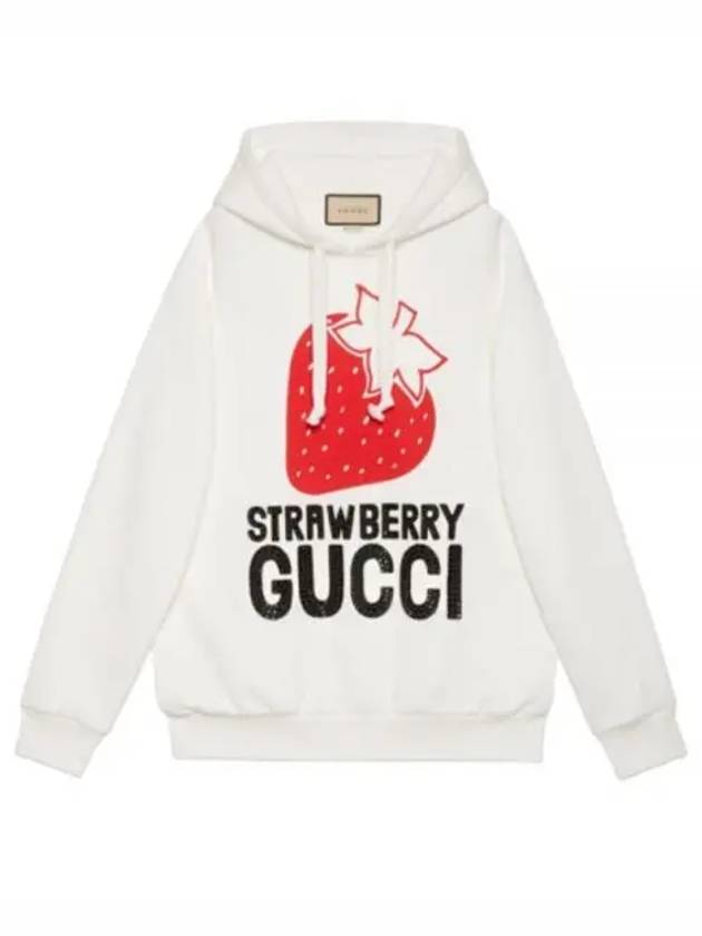 Strawberry Cotton Hoodie White - GUCCI - BALAAN 2