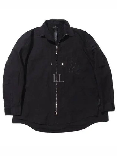 Shadow Project Hidden Badge Graphic Over Long Sleeve Shirt Black - STONE ISLAND - BALAAN 2