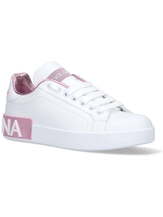 Portofino low-top sneakers white pink - DOLCE&GABBANA - BALAAN 3