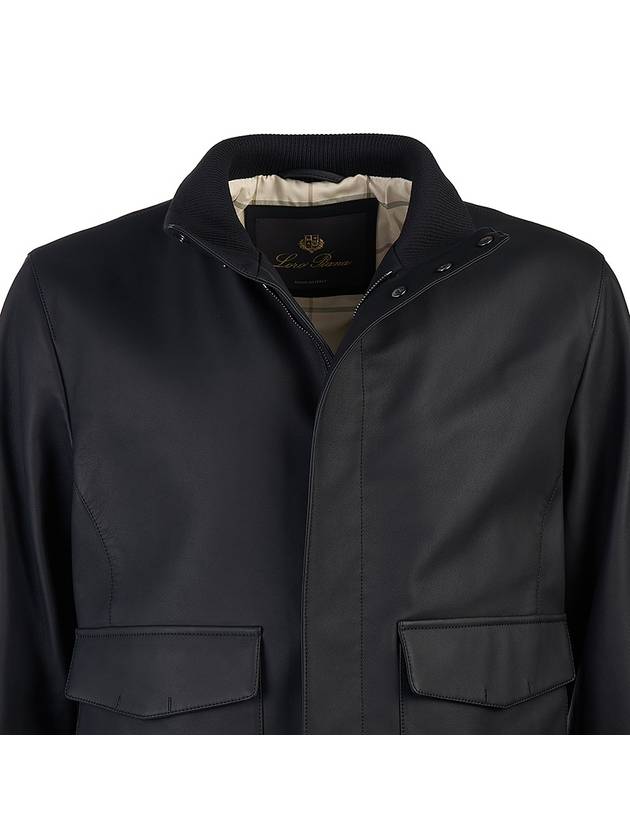 Patton Leather Bomber Jacket Caviar - LORO PIANA - BALAAN 5