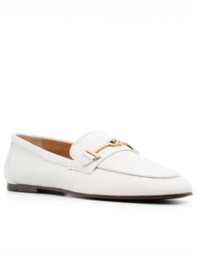 Women's Double T Logo Leather Loafers White - TOD'S - BALAAN 2