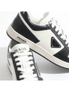 Men's Downtown Triangle Logo Leather Low Top Sneakers White Black - PRADA - BALAAN 6