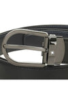 Horseshoe silver buckle double sided leather belt black blue - MONTBLANC - BALAAN 7