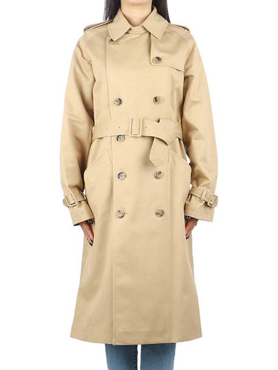 Greta Double Breasted Cotton Trench Coat Beige - A.P.C. - BALAAN 2