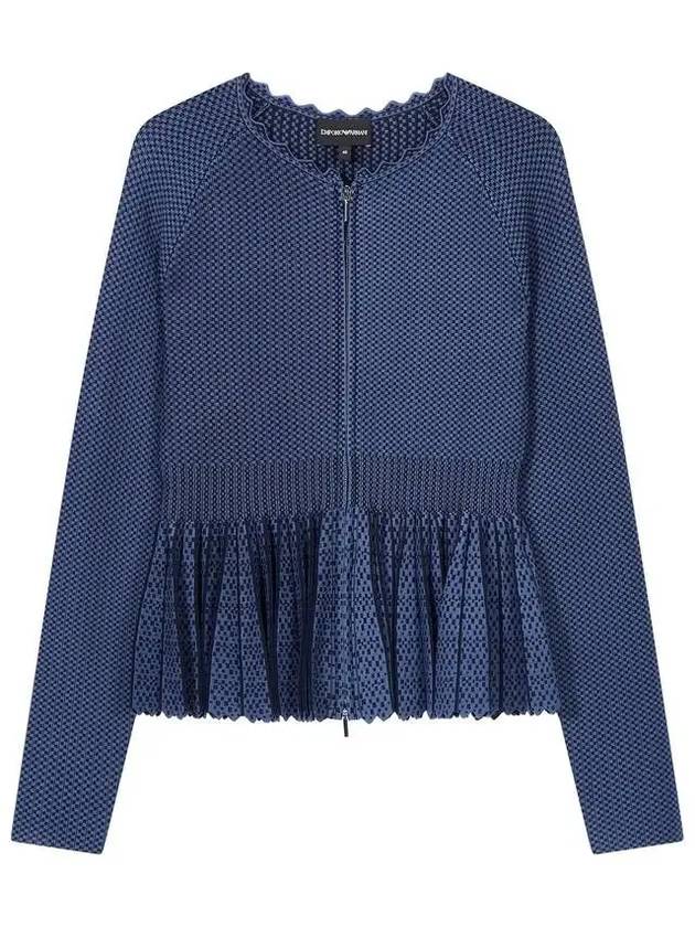 Women s Pleated Peplum Knitted Jacket Navy - EMPORIO ARMANI - BALAAN 1