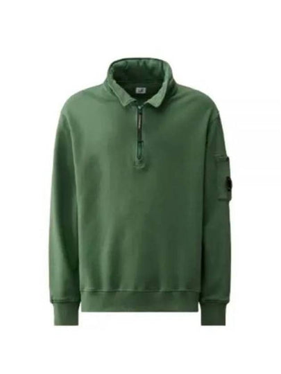 Cotton Fleece Zipped Sweatshirt Green - CP COMPANY - BALAAN 2