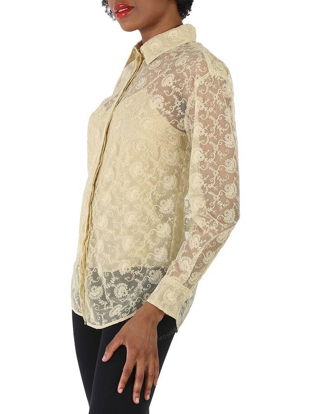 Burberry Pale Yellow Pattern Kestrel Lace Top, Brand Size 4 (US Size 2) - BURBERRY - BALAAN 3