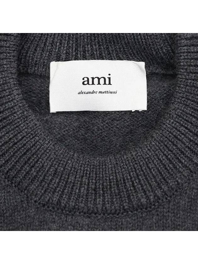 Big Heart Logo Wool Knit Top Grey - AMI - BALAAN 3