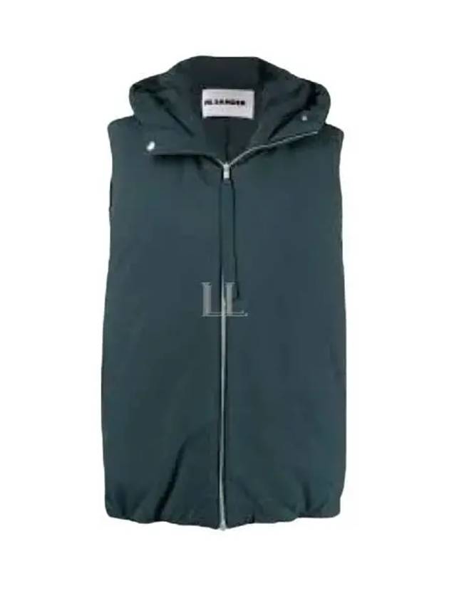 Zipper Hooded Oversized Down Vest Dark Green - JIL SANDER - BALAAN 2