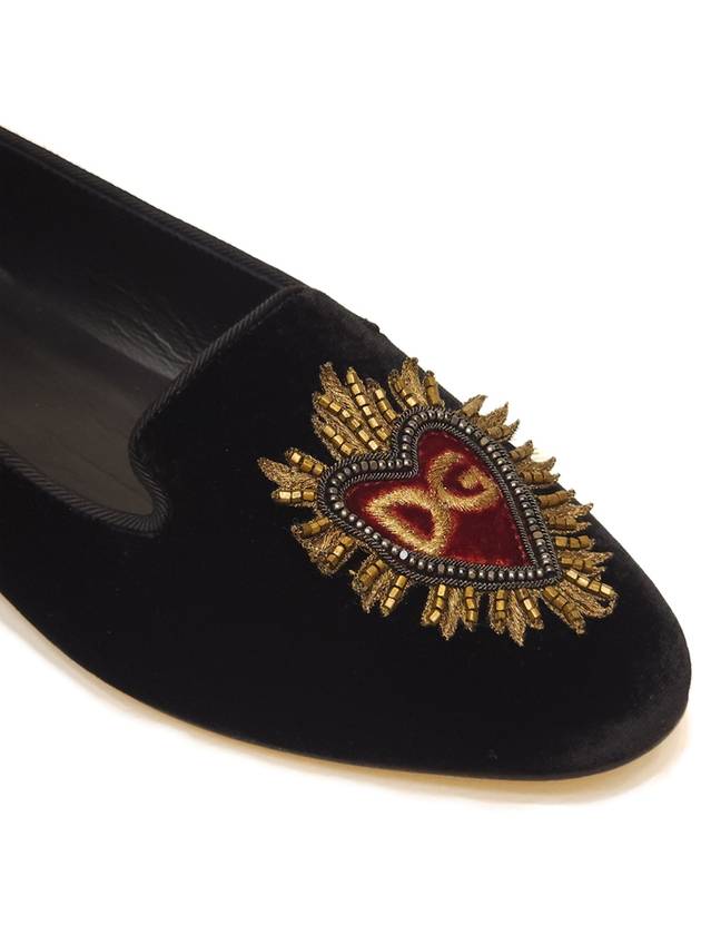 Women s Heart Velvet Loafers Black CP0051 B4195 - DOLCE&GABBANA - BALAAN 6