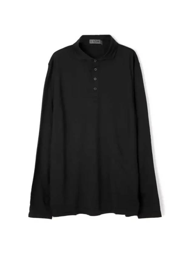 Men's Lightweight Fine Wool Polo Long Sleeve T-Shirt Black - G/FORE - BALAAN 1