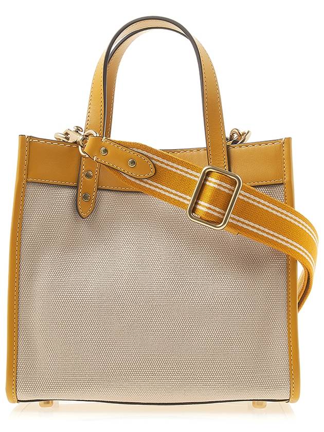 Women's Field Tote Bag CH740 NATURAL CANVAS YELLOW GOLD - COACH - BALAAN 3