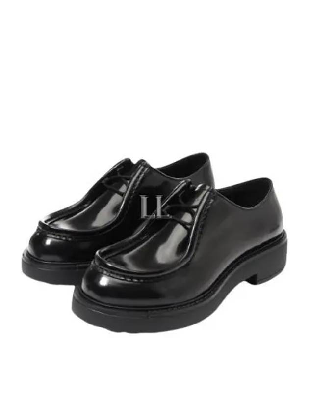 Diapason Opaque Lace-Up Brushed Leather Derby Black - PRADA - BALAAN 2