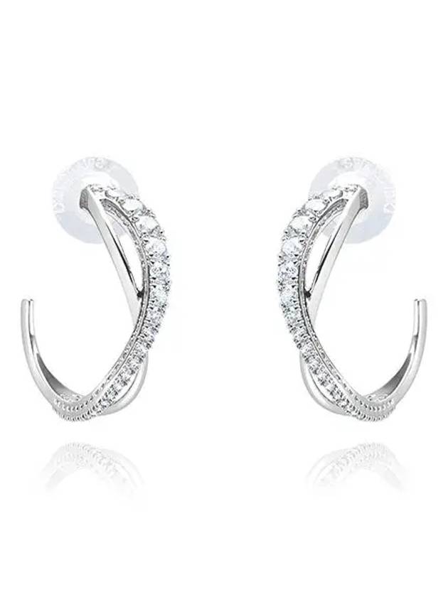 Twisted Hoop Earrings Silver - SWAROVSKI - BALAAN 3