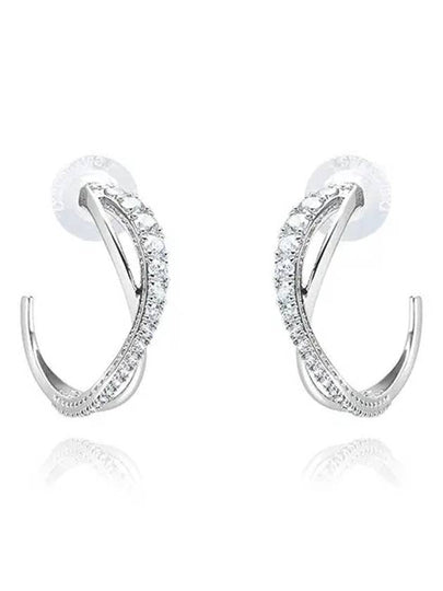 Twisted Hoop Earrings Silver - SWAROVSKI - BALAAN 2