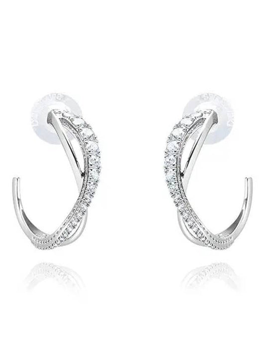 Twisted Hoop Earrings Silver - SWAROVSKI - BALAAN 2