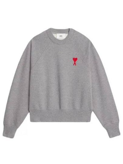 Cotton Heart Logo Sweatshirt Grey - AMI - BALAAN 2