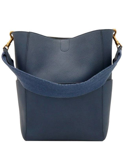 Deep blue calfskin single medium bucket shoulder bag - CELINE - BALAAN 2