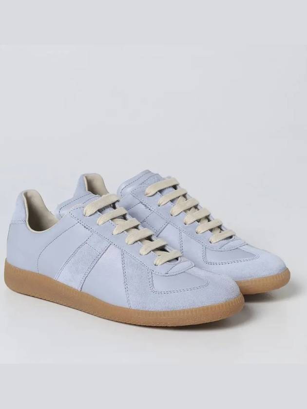 Replica Leather Suede Low Top Sneakers Light Blue - MAISON MARGIELA - BALAAN.