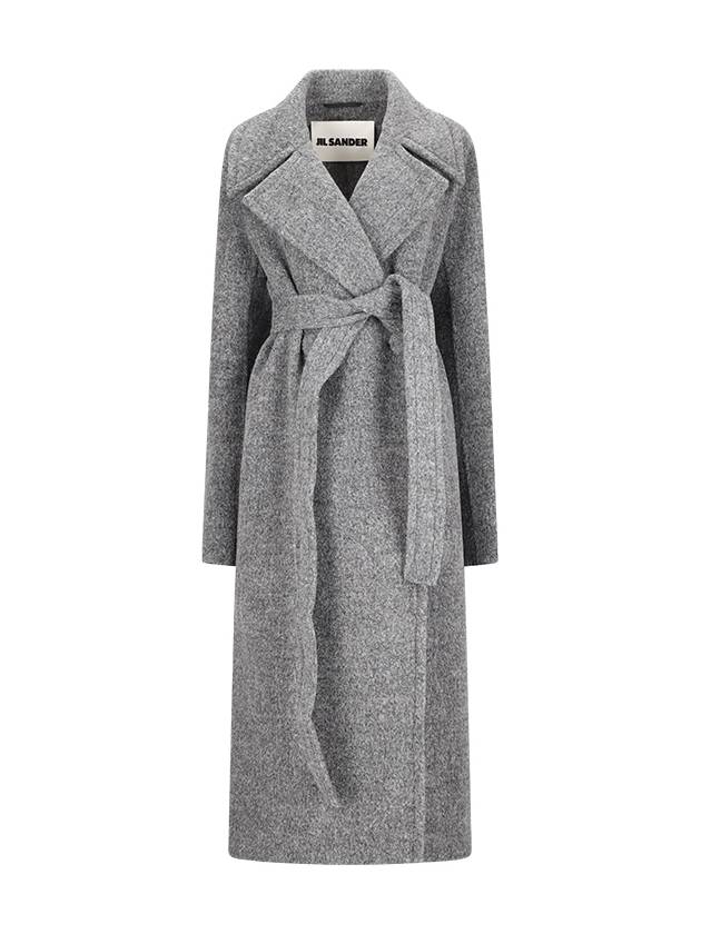 LONG WOOL FLEECE COAT WITH REMOVABLE BELT - JIL SANDER - BALAAN 1