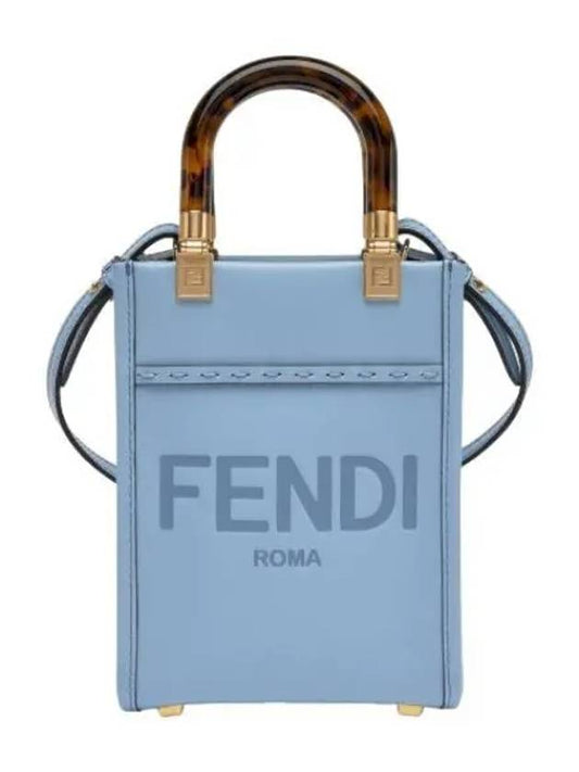 Mini Sunshine Shopper Bag Light Blue Handbag Tote - FENDI - BALAAN 1