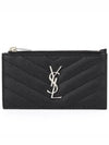 Fragment Quilted Zipper Card Wallet Black - SAINT LAURENT - BALAAN.