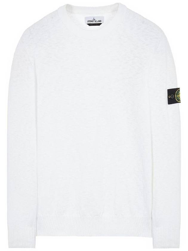 Cotton Nylon Blend Crewneck Knit Top White - STONE ISLAND - BALAAN 1