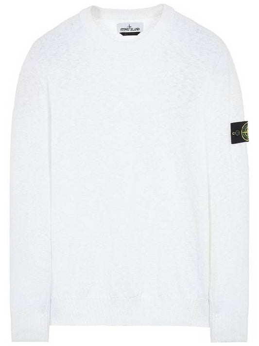 Cotton Nylon Blend Crewneck Knit Top White - STONE ISLAND - BALAAN 1