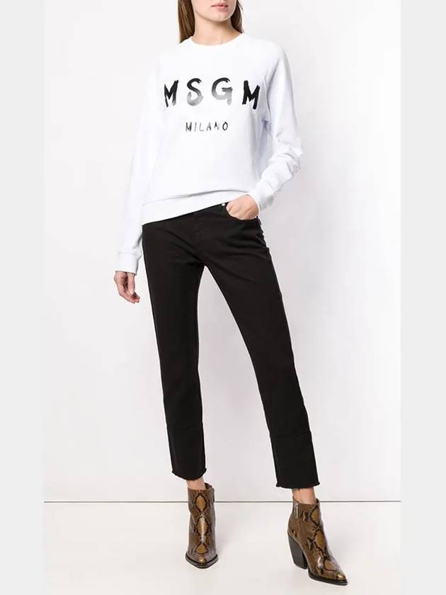 Milano Brushed Logo Print Cotton Sweatshirt White - MSGM - BALAAN 3