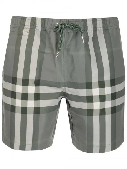 Men's Martin Check Swim Shorts Green - BURBERRY - BALAAN 1