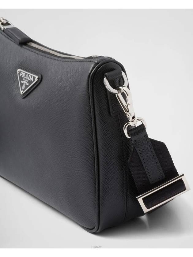 triangle logo leather shoulder bag black - PRADA - BALAAN 7