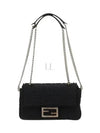 Baguette FF Fabric Chain Mini Bag Black - FENDI - BALAAN 2