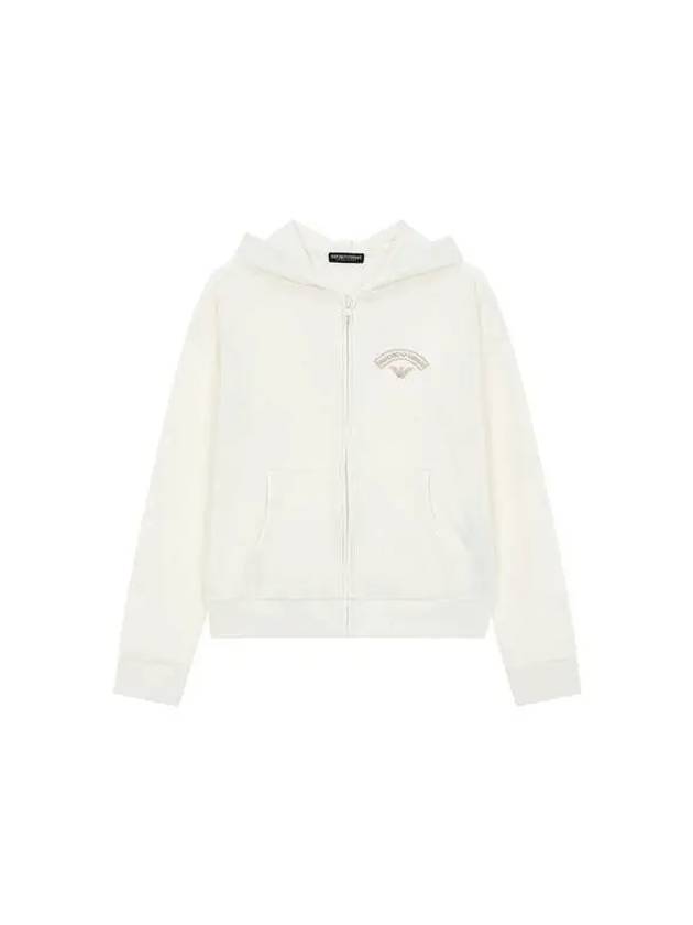 UNDERWEAR Women s Ribbed Embroidery Logo Hooded Zip up Cream 270641 - EMPORIO ARMANI - BALAAN 1