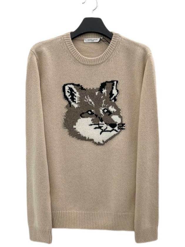 Men's Big Fox Head Classic Pullover Knit Top Beige - MAISON KITSUNE - BALAAN 2