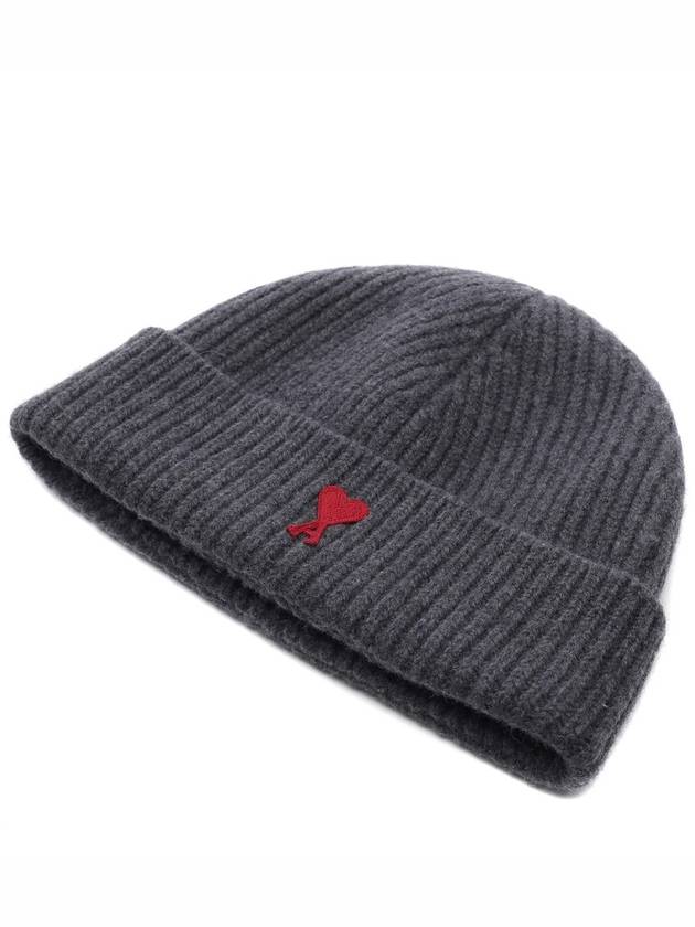 Heart Logo Wool Beanie Heather Grey - AMI - BALAAN 6