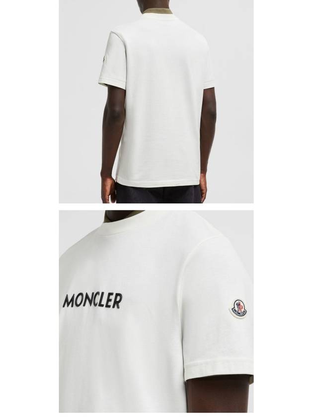 8C00034 89AJS 032 Logo Patch Round Short Sleeve T Shirt White Men s TJ - MONCLER - BALAAN 5