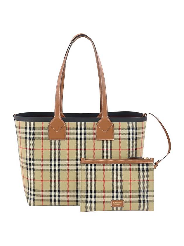 London Check Medium Cotton Tote Bag Archives Beige - BURBERRY - BALAAN 2