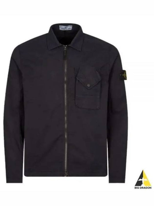 Stretch Cotton Gabardine Overshirt Jacket Navy - STONE ISLAND - BALAAN 2