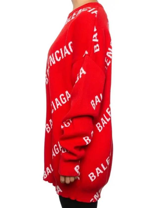 Women's Logo Round Neck Knit Red 625329 - BALENCIAGA - BALAAN 3