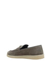 Triangle Logo Suede Loafers Grey - PRADA - BALAAN 4