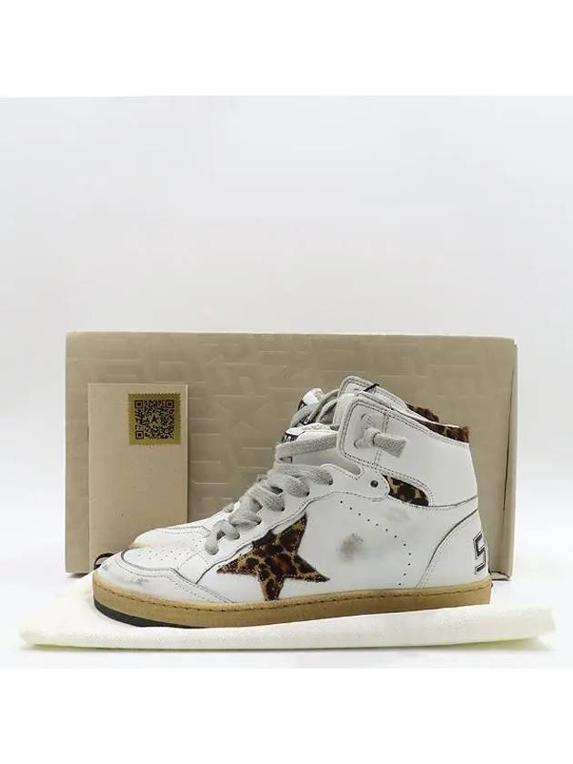 GWF00230 White Leather Leopard SKY STAR High Top Women s Sneakers Size 36 230MM - GOLDEN GOOSE - BALAAN 1