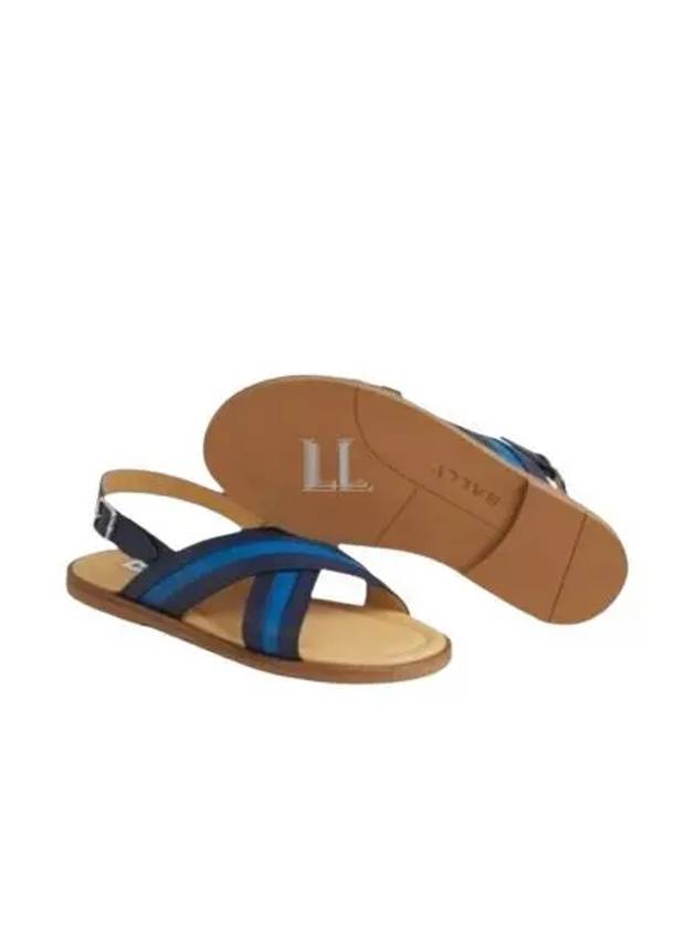 Crossover Strap Leather Sandals Black Blue - BALLY - BALAAN 2