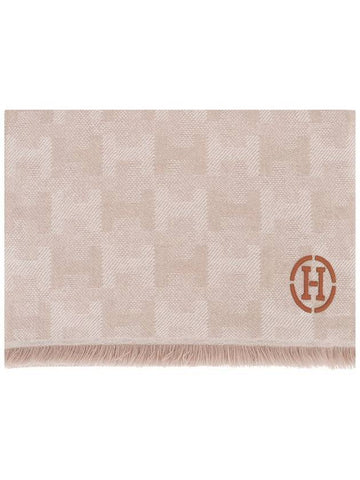 Jacquard H leather cashmere muffler - HERMES - BALAAN 1