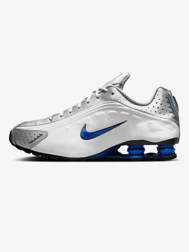 Shox R4 Lace Up Low Top Sneakers Blue Metallic Silver - NIKE - BALAAN 2